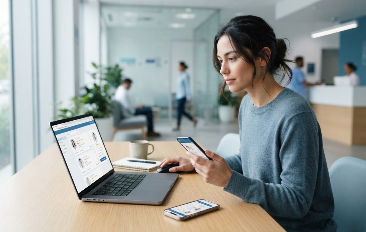 Patient researching healthcare providers online before scheduling